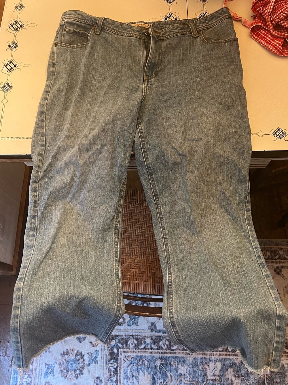 Natural Reflections Jeans Womens 16A Straight Cut Blue‎ Denim Cut Hem Washed